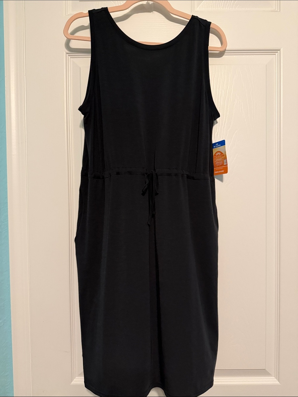 Columbia Black Sleeveless Midi Drawstring Waist Dress